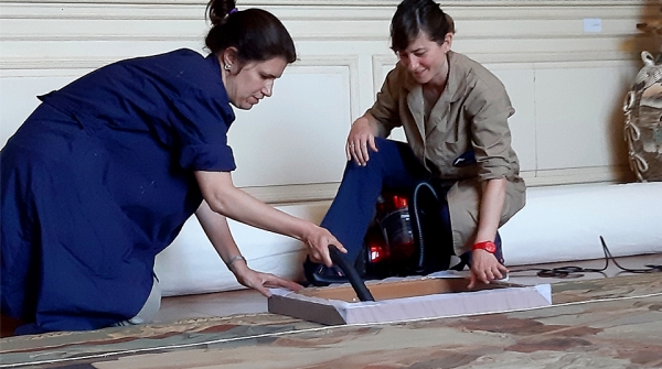 Acciones de restauraci&oacute;n del tapiz "La rendici&oacute;n de Breda"