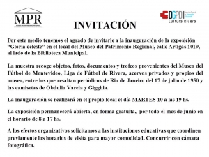10 de junio: Inaugura 'Gloria Celeste' en el Museo del Patrimonio Regional de Rivera