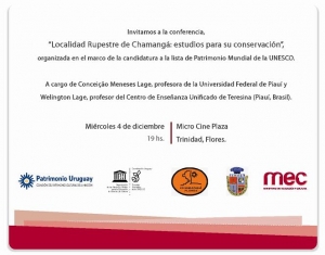4 de Diciembre en Trinidad (Flores). Conferencia 'Localidad Rupestre de Chamang&aacute;: estudios para su conservaci&oacute;n'